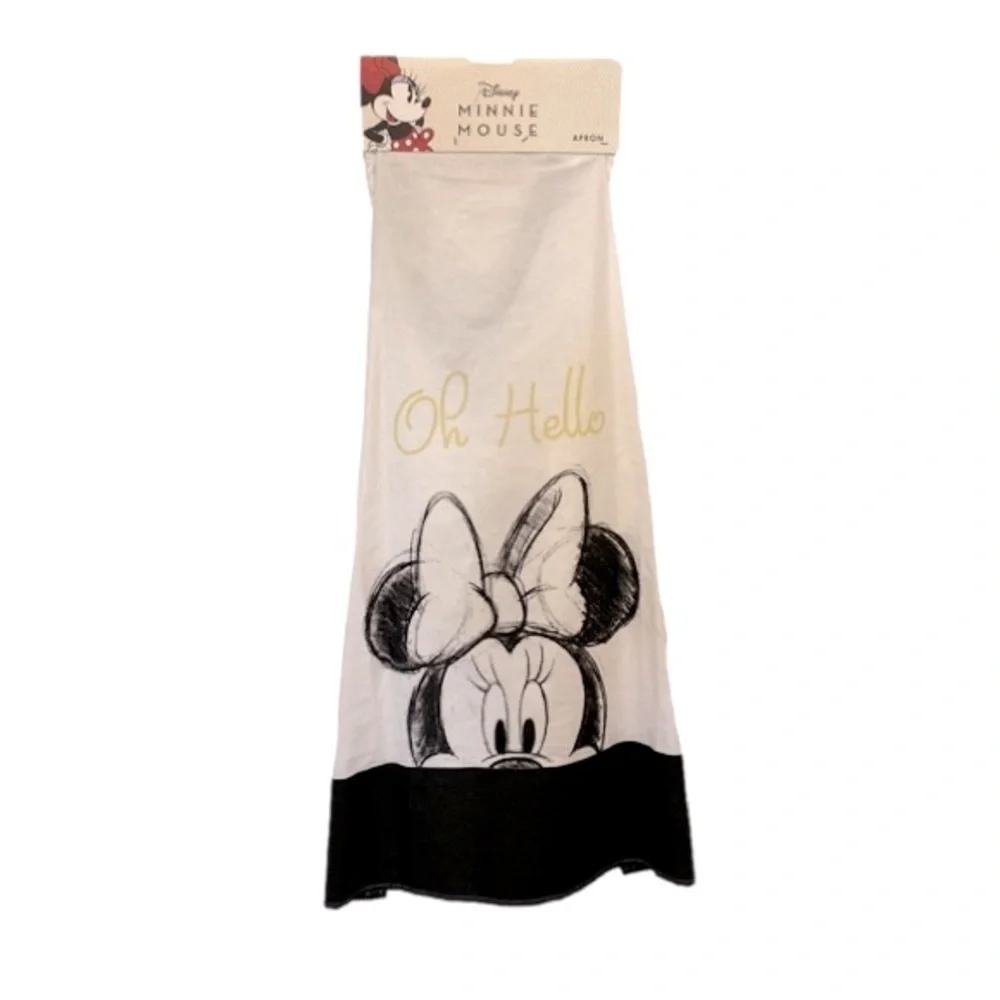 2 Disney Mickey Mouse & Minnie Mouse Aprons Oh Hello Peek A Boo 100% Cotton NWT